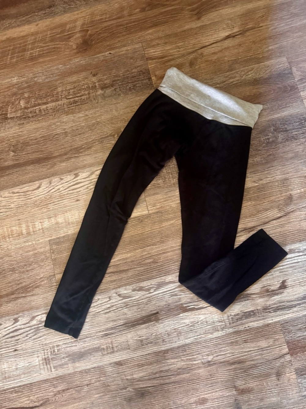 Popular Black & Gray Fold Top Yoga Leggings Size Small
